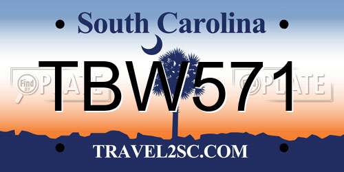 TBW571 South Carolina License Plate