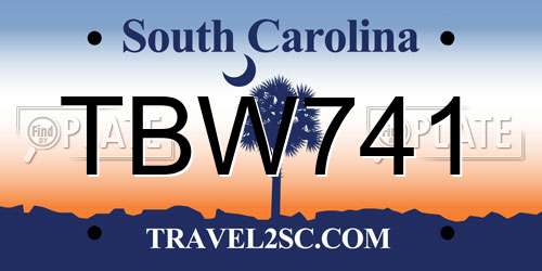 TBW741 South Carolina License Plate