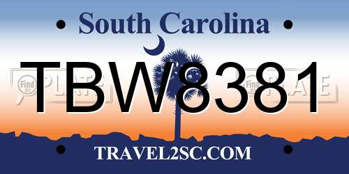 TBW8381 South Carolina License Plate
