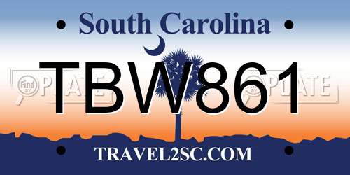 TBW861 South Carolina License Plate