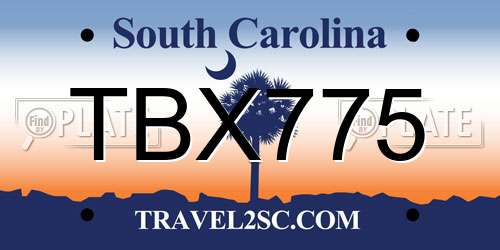 TBX775 South Carolina License Plate