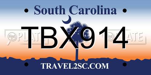 TBX914 South Carolina License Plate