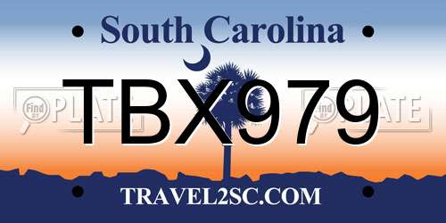 TBX979 South Carolina License Plate