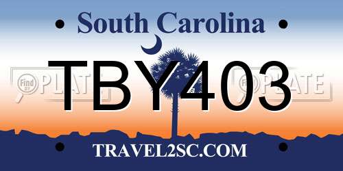 TBY403 South Carolina License Plate