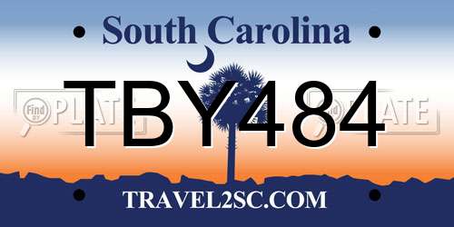 TBY484 South Carolina License Plate