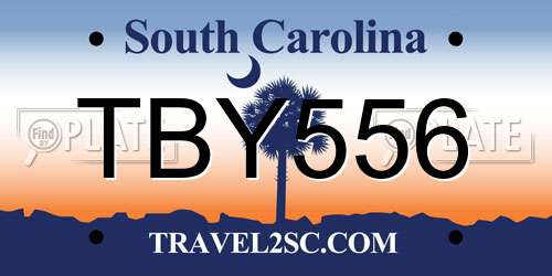 TBY556 South Carolina License Plate
