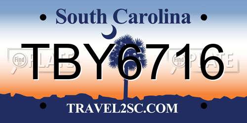 TBY6716 South Carolina License Plate
