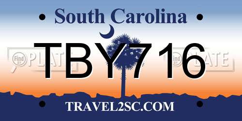 TBY716 South Carolina License Plate