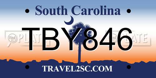 TBY846 South Carolina License Plate