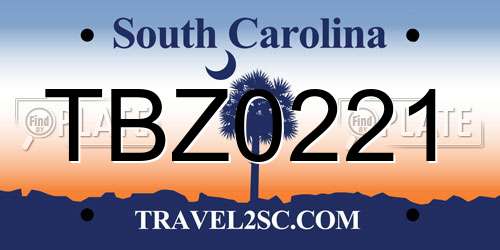 TBZ0221 South Carolina License Plate