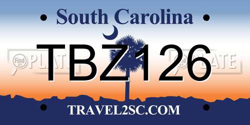 TBZ126 South Carolina License Plate