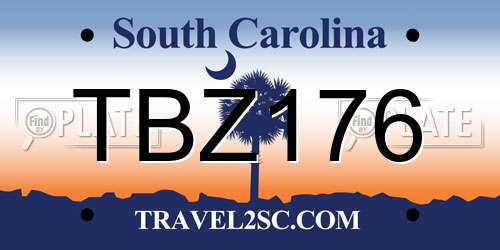 TBZ176 South Carolina License Plate