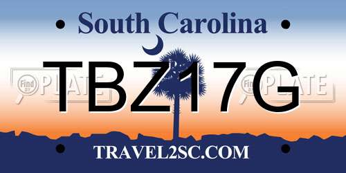 TBZ17G South Carolina License Plate