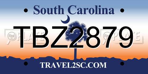 TBZ2879 South Carolina License Plate