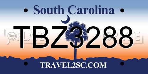TBZ3288 South Carolina License Plate