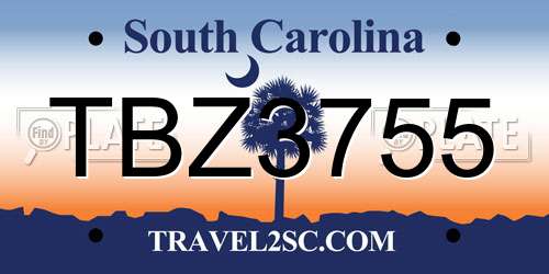 TBZ3755 South Carolina License Plate