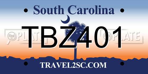 TBZ401 South Carolina License Plate