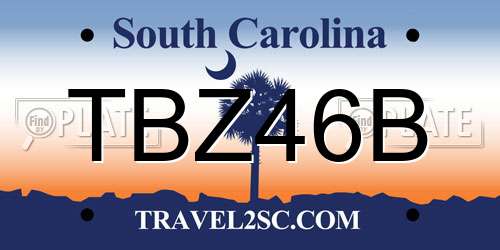 TBZ46B South Carolina License Plate