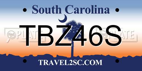 TBZ46S South Carolina License Plate