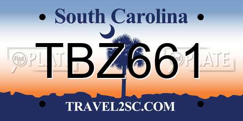 TBZ661 South Carolina License Plate