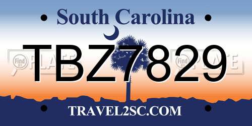 TBZ7829 South Carolina License Plate