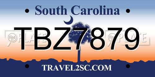 TBZ7879 South Carolina License Plate