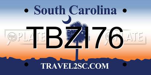 TBZI76 South Carolina License Plate