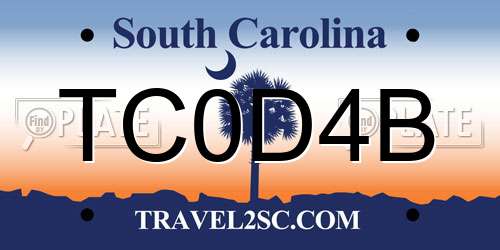 TC0D4B South Carolina License Plate