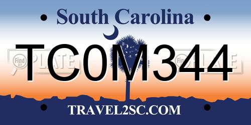 TC0M344 South Carolina License Plate
