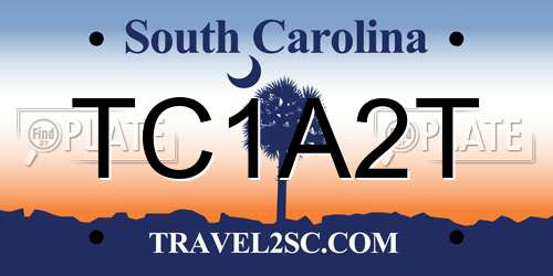 TC1A2T South Carolina License Plate