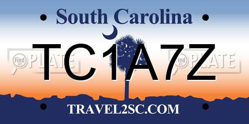 TC1A7Z South Carolina License Plate