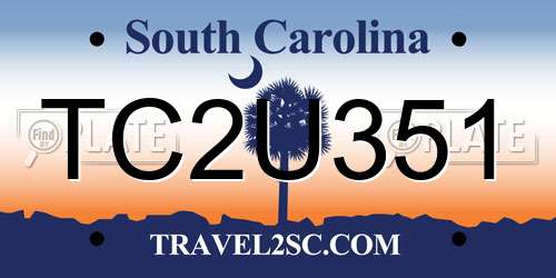 TC2U351 South Carolina License Plate