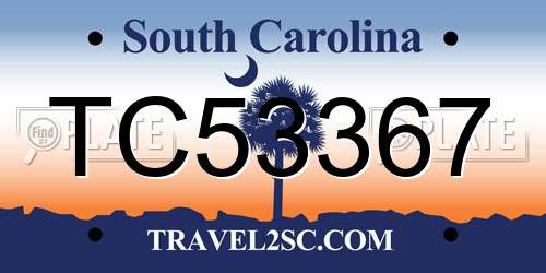 TC53367 South Carolina License Plate