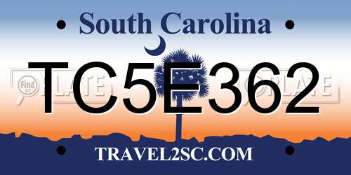 TC5E362 South Carolina License Plate