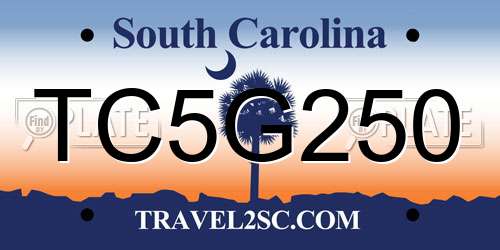 TC5G250 South Carolina License Plate
