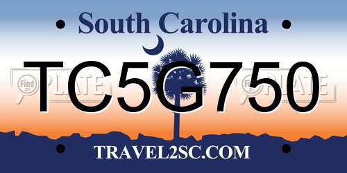 TC5G750 South Carolina License Plate