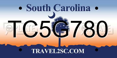 TC5G780 South Carolina License Plate