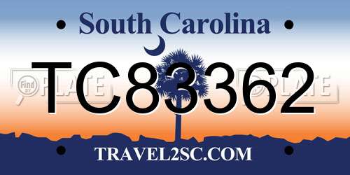 TC83362 South Carolina License Plate