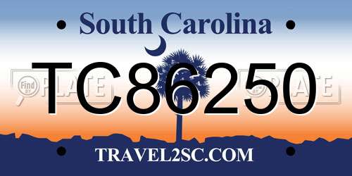 TC86250 South Carolina License Plate