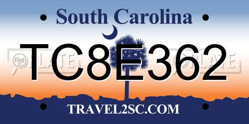TC8E362 South Carolina License Plate
