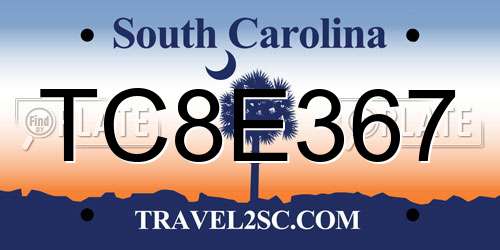 TC8E367 South Carolina License Plate
