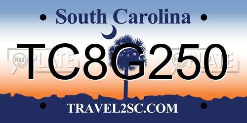 TC8G250 South Carolina License Plate