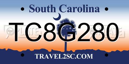 TC8G280 South Carolina License Plate