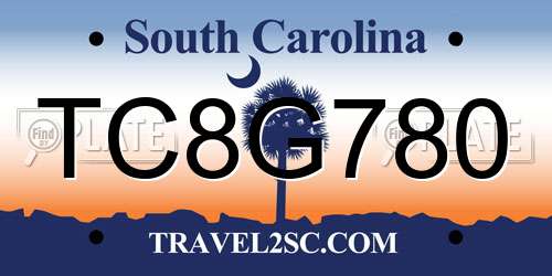 TC8G780 South Carolina License Plate
