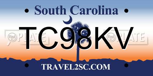 TC98KV South Carolina License Plate