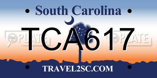 TCA617 South Carolina License Plate