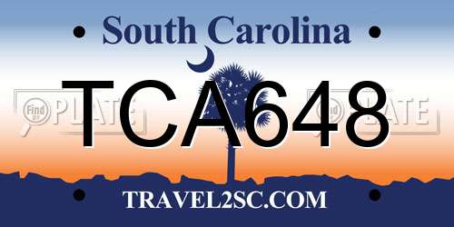 TCA648 South Carolina License Plate