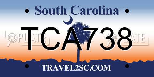 TCA738 South Carolina License Plate