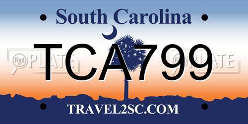 TCA799 South Carolina License Plate