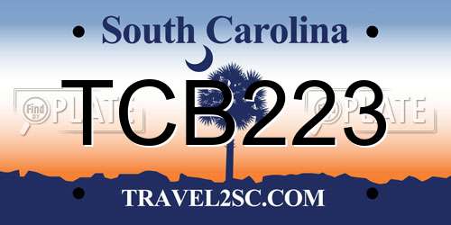 TCB223 South Carolina License Plate